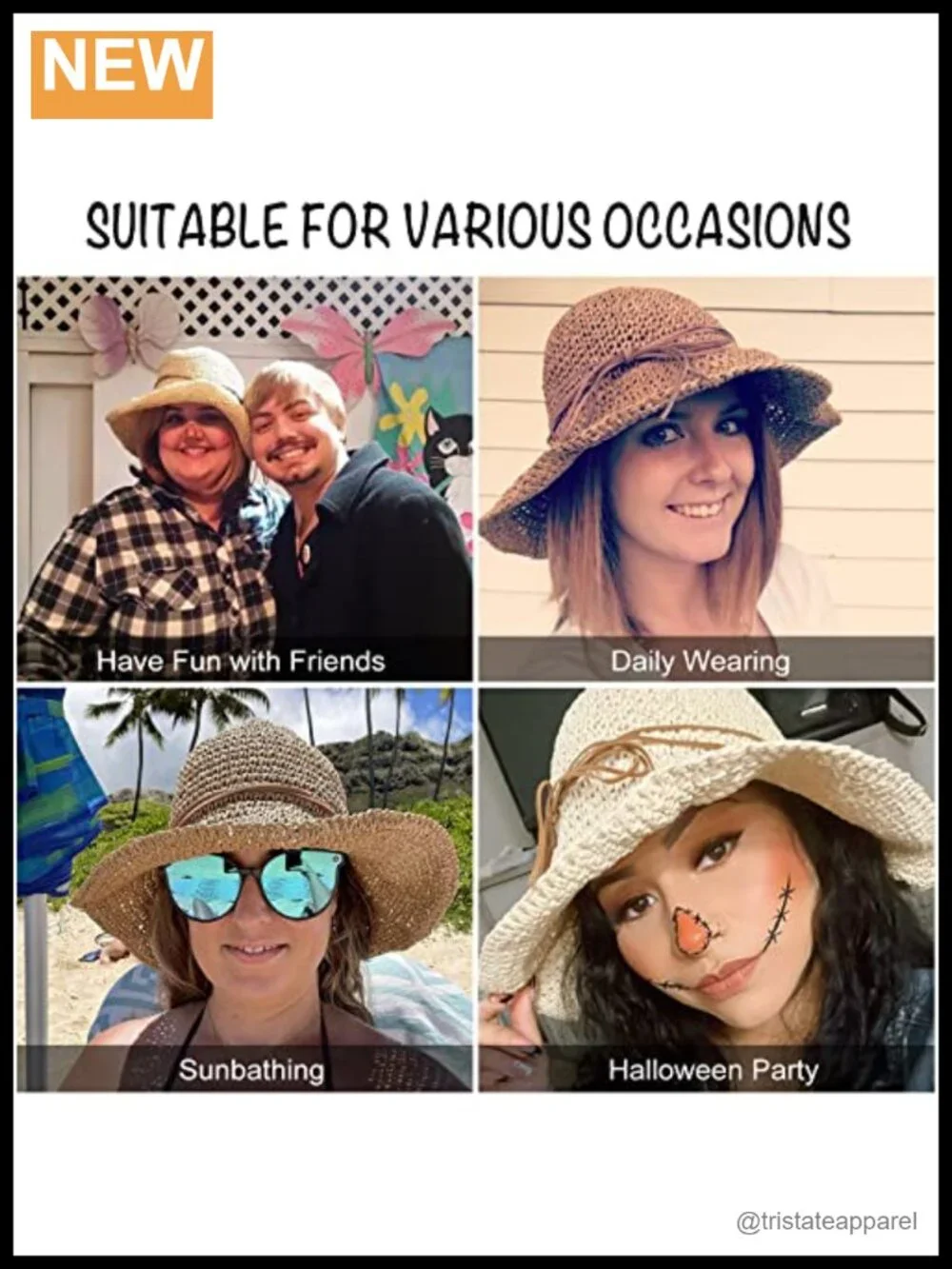 Floppy Straw Sun Hat UV Protection Foldable Packable Beach Hat